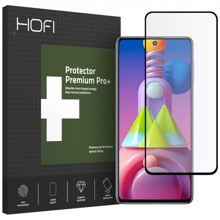 Folie Protectie Ecran HOFI pentru Samsung Galaxy M51, Sticla securizata, Full Face, Full Glue, PRO+, Neagra