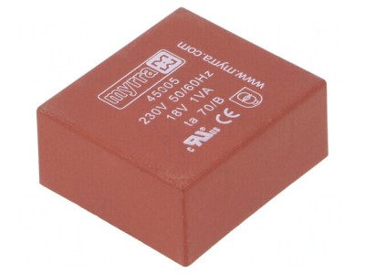 Transformator &amp;Icirc;ncapsulat 1VA 230VAC 18V 56mA PCB 34x31x15mm foto