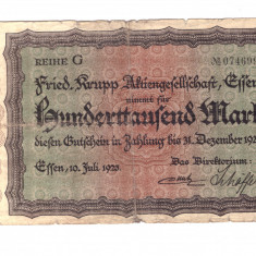 Bancnota Germania - Essen 100000 mark/marci 1923, stare relativ buna