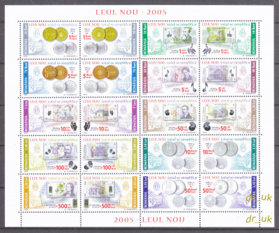 ROMANIA 2005 LP 1687 b LEUL NOU bloc de 20 marci cu margine MNH, Monede bancnote foto