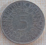 (A458) MONEDA DIN ARGINT GERMANIA - 5 MARK 1972, LIT G, 11,2 GRAME, PURITATE 625