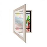 Rama foto flippy, din plastic, cu spatiu pentru depozitare, pentru desene si picturi a4, sticla securizata, maro