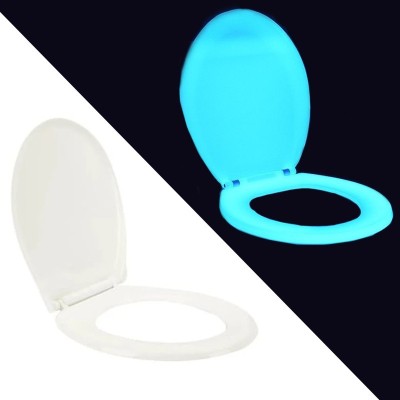 Capac de wc fosforescent, lumineaza turcoaz in intuneric, soft close foto