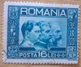 Timbru Romania 1939 Dinastia Romana Carol II Ferdinand I Carol I 16 Lei Stampilat - RO1
