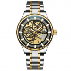 Ceas barbatesc Tevise Analog Skeleton Mecanic Automatic Luxury Otel inoxidabil Business