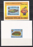 Congo 1980 - Cupa Mondială de Fotbal - Spania, Stadioane, 6 Colite SPECIALE NDT PE H&Acirc;RTIE CARTONATĂ NEGUMATĂ, F. RARE , PA, 6 POZE, MNH