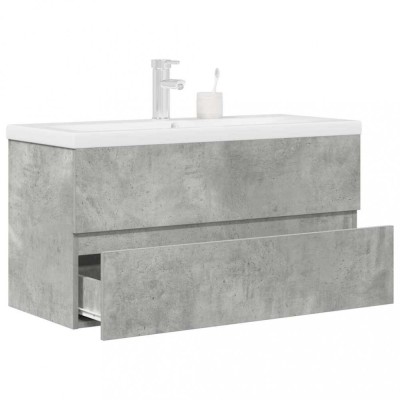 vidaXL Set mobilier de baie, 2 piese, gri beton, lemn compozit 3324916 foto