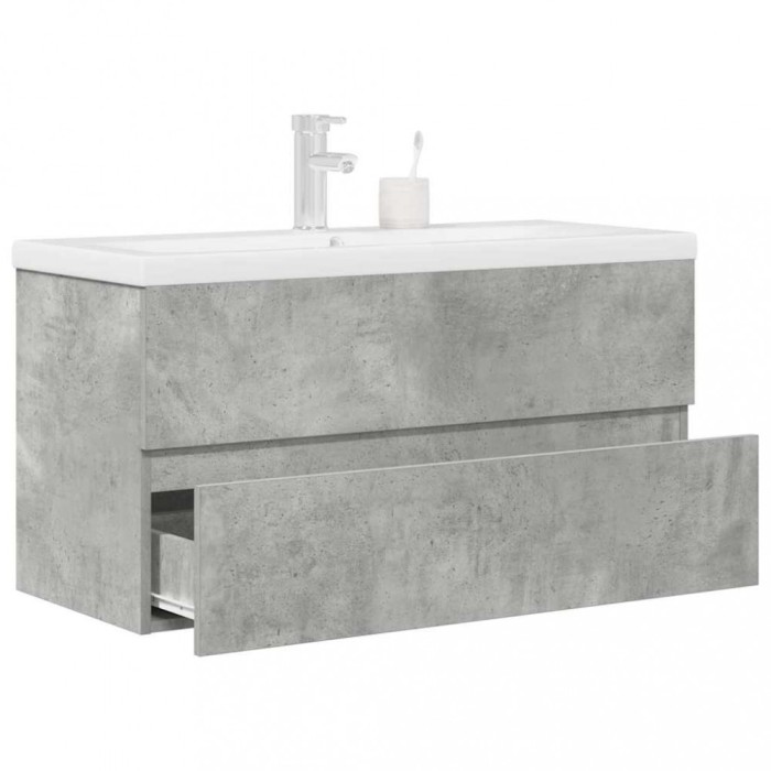 vidaXL Set mobilier de baie, 2 piese, gri beton, lemn compozit 3324916