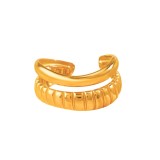 Inel dublu placat cu aur cu două benzi paralele