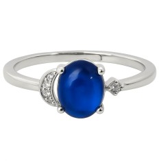 Inel piatra Kianit, piatra a orientării de 8 mm, inoxidabil regabil pe mărimi