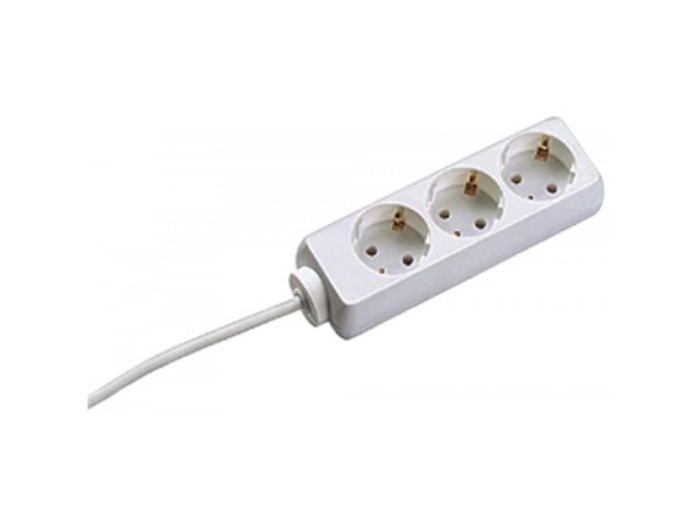 Prelungitor 3 prize fara intrerupator cablu 3m alb Bachmann 3842715