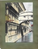 A4141N Ponte dei Sospiri, Veneția, fotografie colorizată manual cu acuarele, perioada interbelică