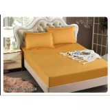 Cumpara ieftin Husa de Pat Tercot cu Elastic + 2 Fete de Perna pentru Pat Dublu Galben Inchis - EAT203