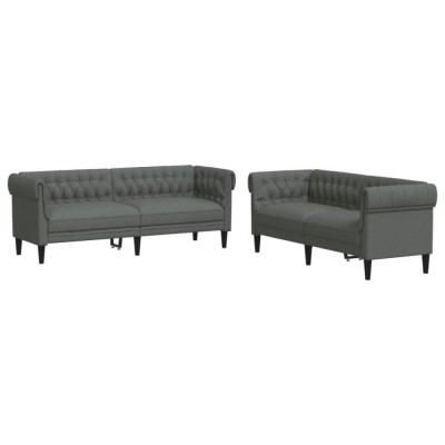 Set de canapele, 2 piese, gri inchis, material textil foto