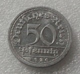 G5. Germania 50 pfennig 1920 A XF / aUNC **