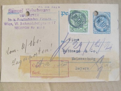 A548-Posta de Lagar-LagerPosten Viena 1921-Carte postala- scrisoare veche. foto