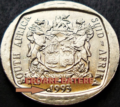 Moneda 1 RAND - AFRICA de SUD, anul 1993 *cod 752 = eroare batere foto