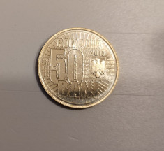 50 bani 2015, 10 ani de la denominare, Romania, UNC (din fi?ic) foto