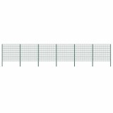 vidaXL Panou de gard cu st&acirc;lpi din fier, verde, 1040x160 cm 278675