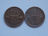 Lot 2 monede 20 centimes BELGIA, Europa
