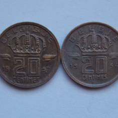lot 2 monede 20 centimes BELGIA