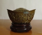 Pepita asiatica Feng Shui |Yuan Bao| piesa veche din bronz pentru bogatie