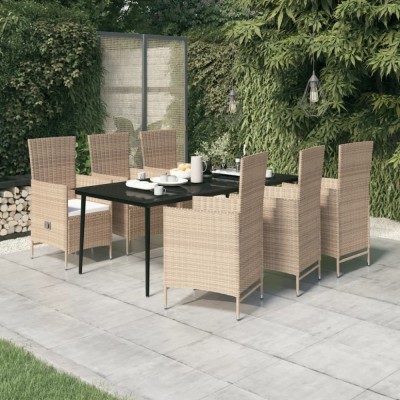 vidaXL Set de mobilier pentru grădină cu perne, 7 piese, bej foto