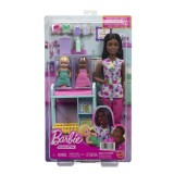 Barbie set de joaca papusa barbie bruneta face cariera medic pediatru