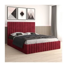 Pat Tapitat Luca Visiniu + Saltea Lux Ortopedica 180x200cm