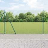 VidaXL Fencing din s&acirc;rmă sudată cu 7 st&acirc;lpi flanșați Verde 1.6x10 m Oțel