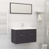 Set mobilier de baie, gri, lemn prelucrat