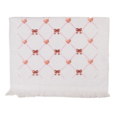 Prosop maini fata bumbac alb roz 40x66 cm