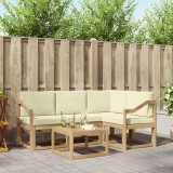 vidaXL Set Canapele Exterior 5 Piese Lemn Masiv Acacia Alb Crem Cu Perne Durabil Modular