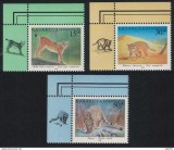 Kazacstan 1998-Fauna-Animalei--Leopard-Linx--Lot de 3 timbre cu vinieta