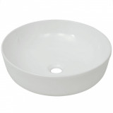 Chiuvetă de baie din ceramică, rotundă, 41,5 x 13,5 cm, alb