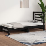 Cumpara ieftin Pat de zi extensibil, negru, 2x(90x200) cm, lemn masiv de pin