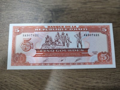 HAITI 5 GOURDES 1989 UNC foto