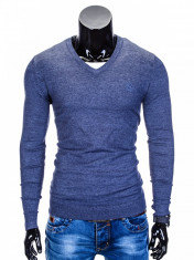 Bluza pentru barbati, din bumbac, bleumarin deschis, casual slim fit - E74 foto