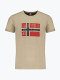 Cumpara ieftin Tricou barbati cu decolteu la baza gatului si imprimeu cu logo, Bej, XL, Norway