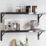 VidaXL Suporturi rafturi 4 buc. 23,5x2,5x15,5 cm negru oțel inoxidabil