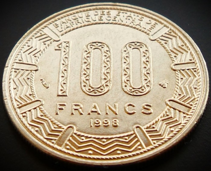 Moneda exotica 100 FRANCI CFA - AFRICA CENTRALA (GABON), anul 1998 * 1172 = UNC + LUCIU