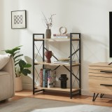 Biblioteca Sk&oslash;rping cu 3 polite, metal negru si finisaj stejar, 90x65x30 cm