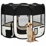 VidaXL Țarc de c&acirc;ini pliabil cu sac de transport, negru, 90x90x58 cm