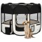 vidaXL Țarc de c&acirc;ini pliabil cu sac de transport, negru, 90x90x58 cm