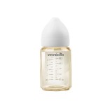 Biberon anti-colici mombella ppsu, 180 ml, cu tetină silicon s - flux lent (0-3 luni) - ivory
