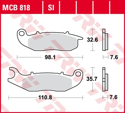 Set placute frana fata TRW MCB818 - Aprilia SR Compact 125-200 - Liberty iGet - Medley (15-23) 50-150cc - Vespa GTS (17-23) 125-300cc foto