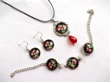 set pandantiv , bratara&nbsp; si cercei cu model floral 35546