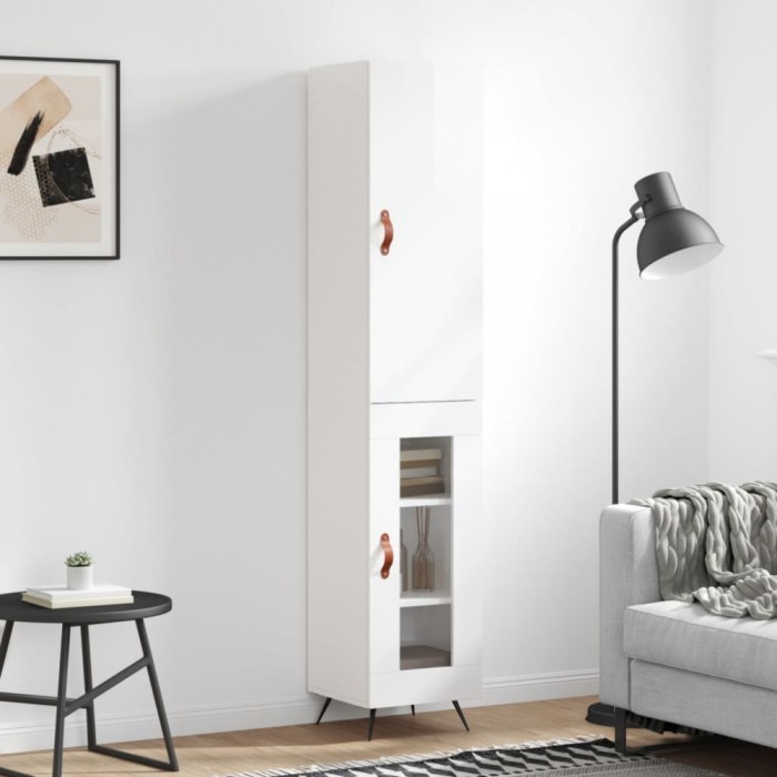 vidaXL Dulap &icirc;nalt, alb extralucios, 34,5x34x180 cm, lemn prelucrat