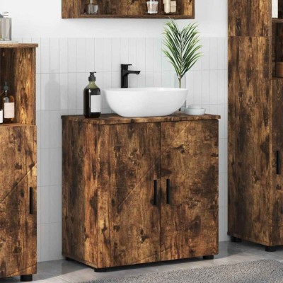 vidaXL Dulap de Baie Stejar afumat 61 x 35 x 64 cm Lemn compozit foto
