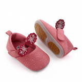 Cumpara ieftin Pantofiori roz pudra cu fundita brodata pentru fetite (Marime Disponibila: 3-6